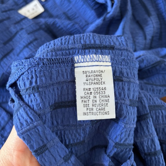 Habitat Clothes To Live In Blue Black Button Up Blouse Top Long Sleeve XS - Picture 9 of 10